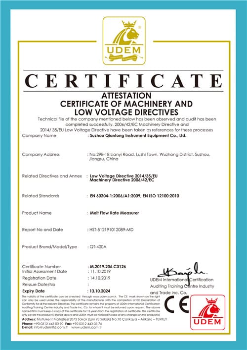 ใบรับรอง 400A CE